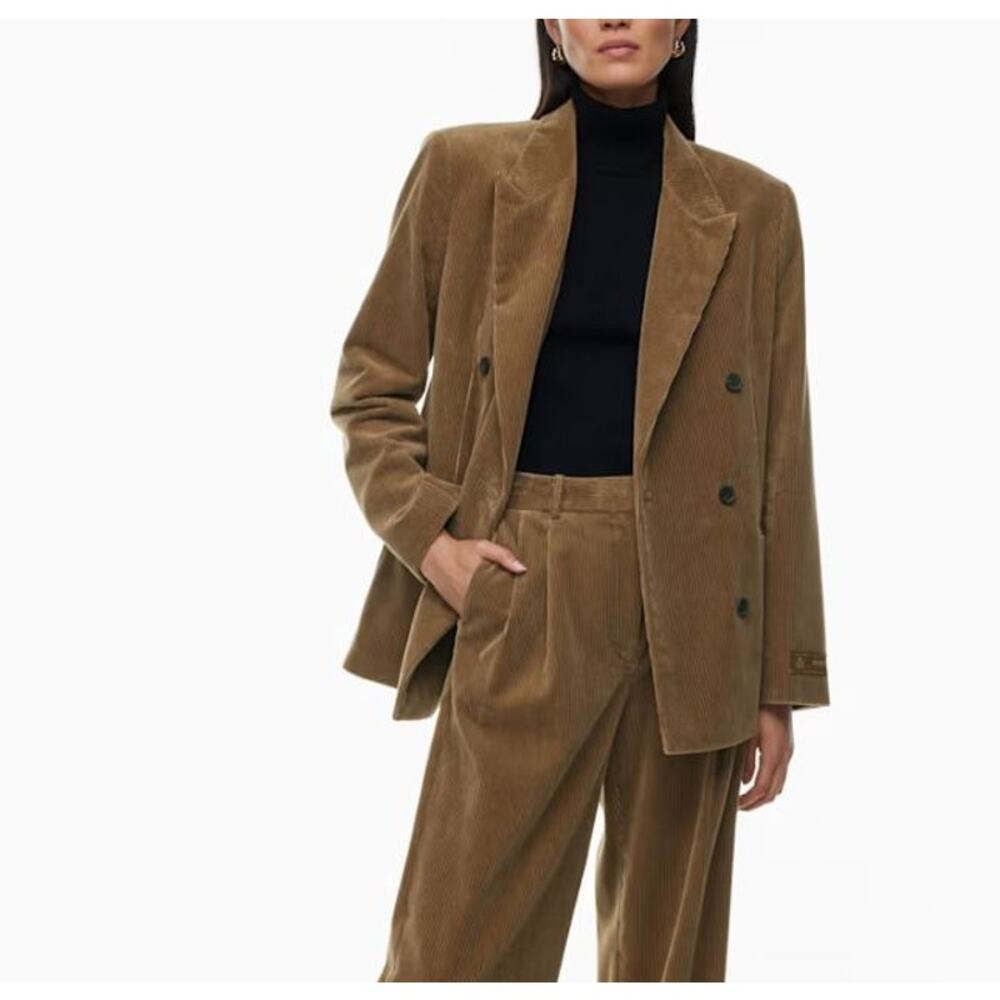 Wilfred Aritzia Women's Brown Double Breasted Corduroy Jacket‎ Blazer (2)